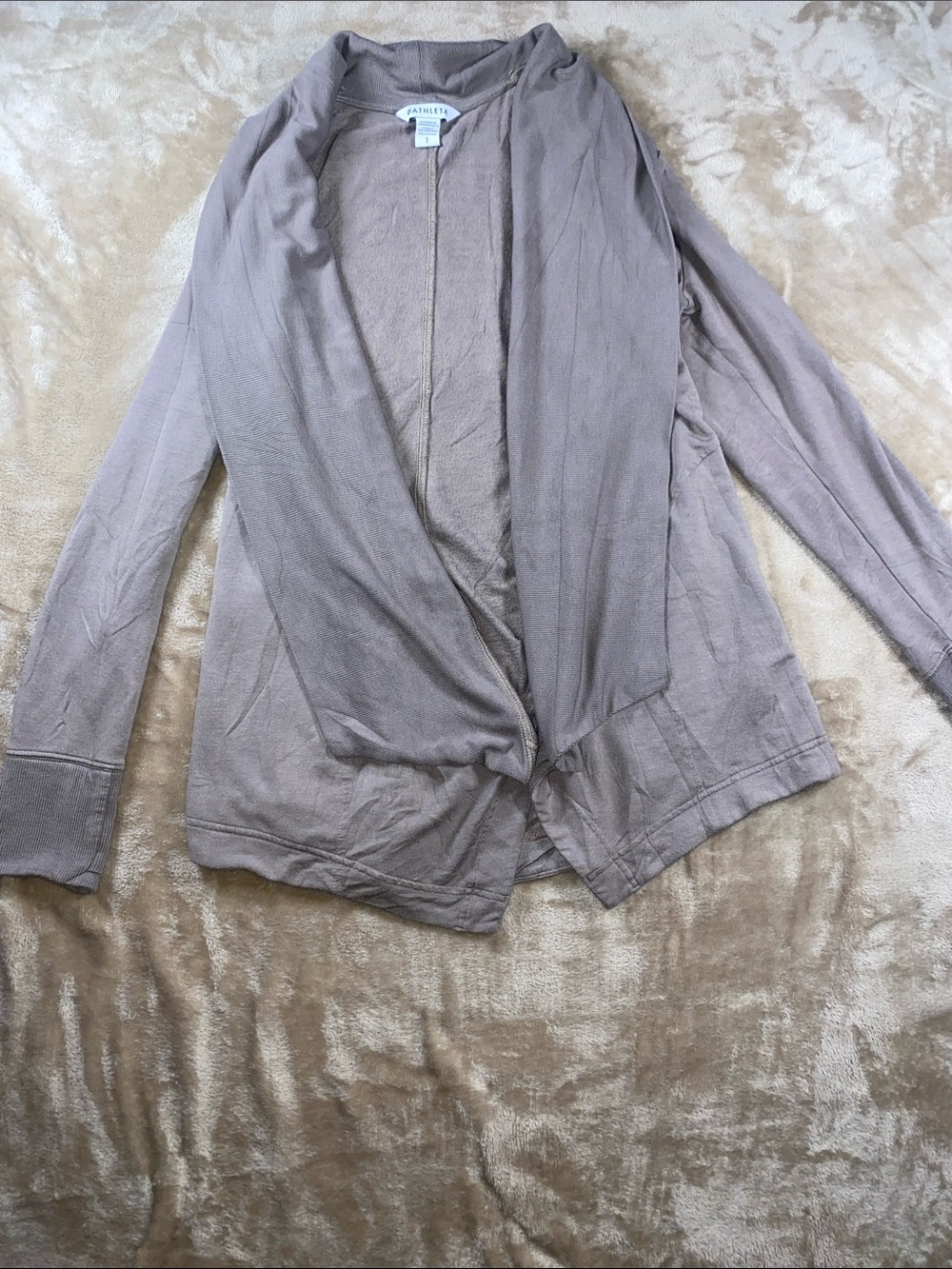 Athleta Women's Taupe Open-Front Draped Cardigan